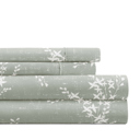 California King Distressed Willow Green Mist Patterned Ultra-Soft Bed Sheet Set - Delicate Details