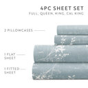 California King Distressed Willow Blue Patterned Ultra-Soft Bed Sheet Set - Delicate Details