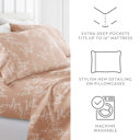 King Distressed Willow Apricot Patterned Ultra-Soft Bed Sheet Set - Delicate Details