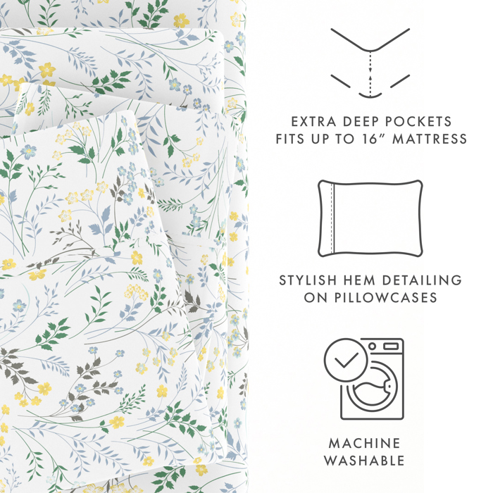 Patterned Ultra-Soft Bed Sheet Set - Garden Farmhouse