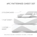 California King Arrow Gray Patterned Ultra-Soft Bed Sheet Set - Geometric Patterns