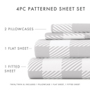 King Country Plaid Light Gray Patterned Ultra-Soft Bed Sheet Set - Geometric Patterns