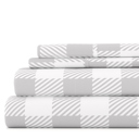 Queen Country Plaid Light Gray Patterned Ultra-Soft Bed Sheet Set - Geometric Patterns