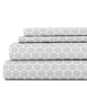 King Honeycomb Light Gray Patterned Ultra-Soft Bed Sheet Set - Geometric Patterns