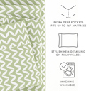 Twin Puffed Chevron Sage Patterned Ultra-Soft Bed Sheet Set - Geometric Patterns