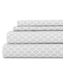 California King Scallops Light Gray Patterned Ultra-Soft Bed Sheet Set - Geometric Patterns