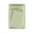 California King Scallops Sage Patterned Ultra-Soft Bed Sheet Set - Geometric Patterns