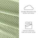 King Scallops Sage Patterned Ultra-Soft Bed Sheet Set - Geometric Patterns