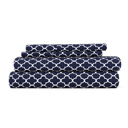 California King Quatrefoil Navy Patterned Ultra-Soft Bed Sheet Set - Modern Elegance