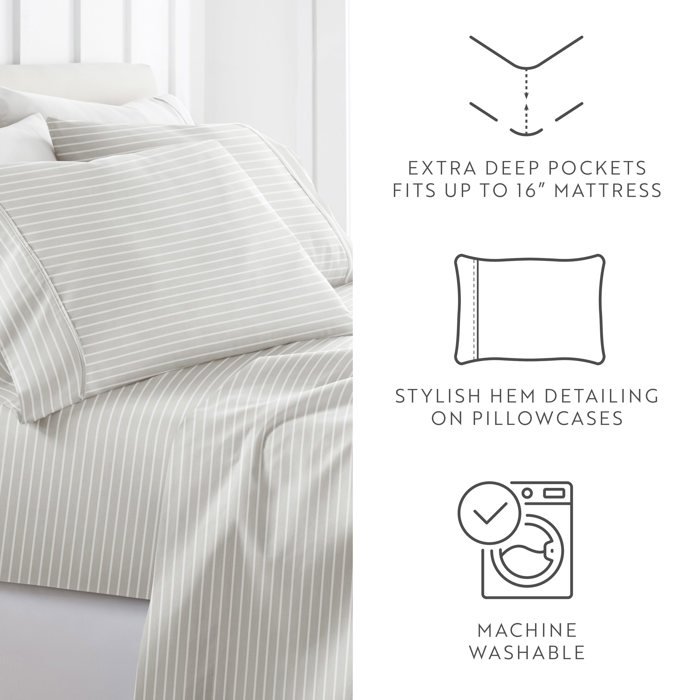 Patterned Ultra-Soft Bed Sheet Set - Soft Lines