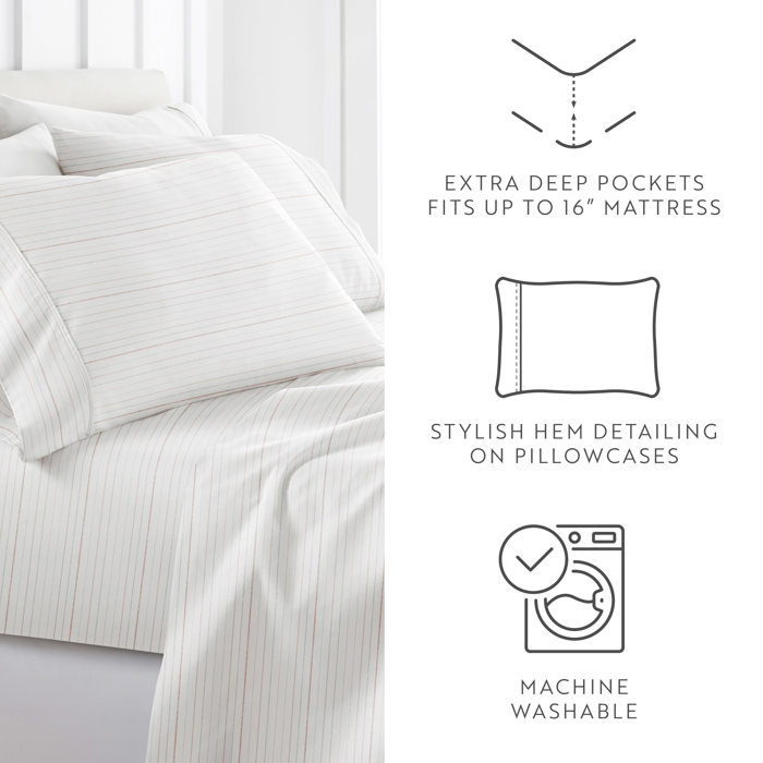 Patterned Ultra-Soft Bed Sheet Set - Soft Lines