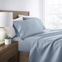 Full/Double Light Blue Essential Colors Microfiber Bed Sheet Set