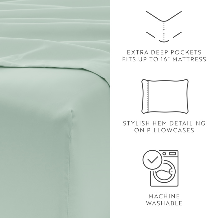 Essential Colors Microfiber Bed Sheet Set with Extra Pillowcases