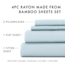 Queen Light Blue 100% Rayon From Bamboo Silky Soft Sheet Set