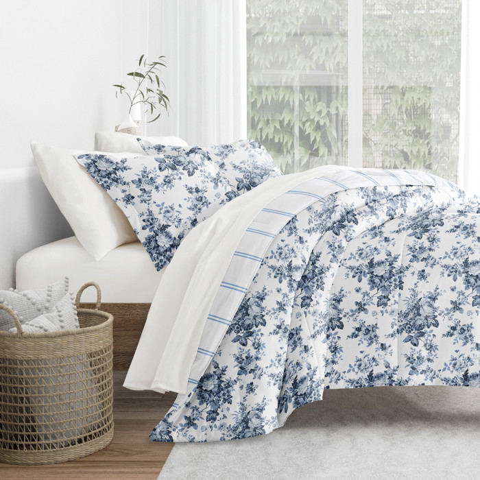 Bedding Bundle, Patterned Microfiber Comforter Set and Solid Sheet Set