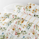 California King Chintz Floral Stripe Clay Bedding Bundle, Patterned Microfiber Comforter Set and Solid Sheet Set