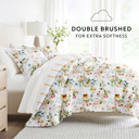 Full/Double Chintz Floral Stripe Clay Bedding Bundle, Patterned Microfiber Comforter Set and Solid Sheet Set