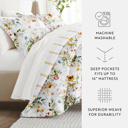 Full/Double Chintz Floral Stripe Clay Bedding Bundle, Patterned Microfiber Comforter Set and Solid Sheet Set