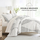 Full/Double Diamond Stripe Gray Bedding Bundle, Patterned Microfiber Comforter Set and Solid Sheet Set
