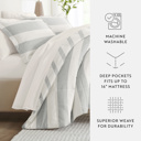 King Distressed Stripe Light Blue Bedding Bundle, Patterned Microfiber Comforter Set and Solid Sheet Set