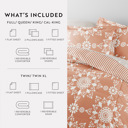 Twin Daisy Medallion Clay Bedding Bundle, Patterned Microfiber Comforter Set and Solid Sheet Set