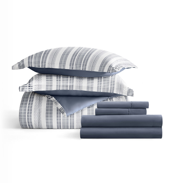 Bedding Bundle, Patterned Microfiber Comforter Set and Solid Sheet Set