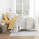 Queen Mayan Stamp Gray Bedding Bundle, Patterned Microfiber Comforter Set and Solid Sheet Set