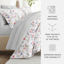 Queen Meadow Floral Stripe Pink Bedding Bundle, Patterned Microfiber Comforter Set and Solid Sheet Set