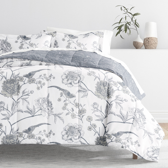 Bedding Bundle, Patterned Microfiber Comforter Set and Solid Sheet Set