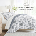 Full/Double Molly Botanicals Light Blue Bedding Bundle, Patterned Microfiber Comforter Set and Solid Sheet Set