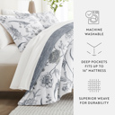 Full/Double Molly Botanicals Light Blue Bedding Bundle, Patterned Microfiber Comforter Set and Solid Sheet Set