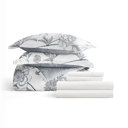 Queen Molly Botanicals Light Blue Bedding Bundle, Patterned Microfiber Comforter Set and Solid Sheet Set