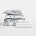 Twin XL Molly Botanicals Light Blue Bedding Bundle, Patterned Microfiber Comforter Set and Solid Sheet Set