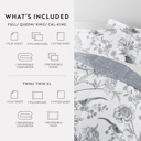 Twin Molly Botanicals Light Blue Bedding Bundle, Patterned Microfiber Comforter Set and Solid Sheet Set