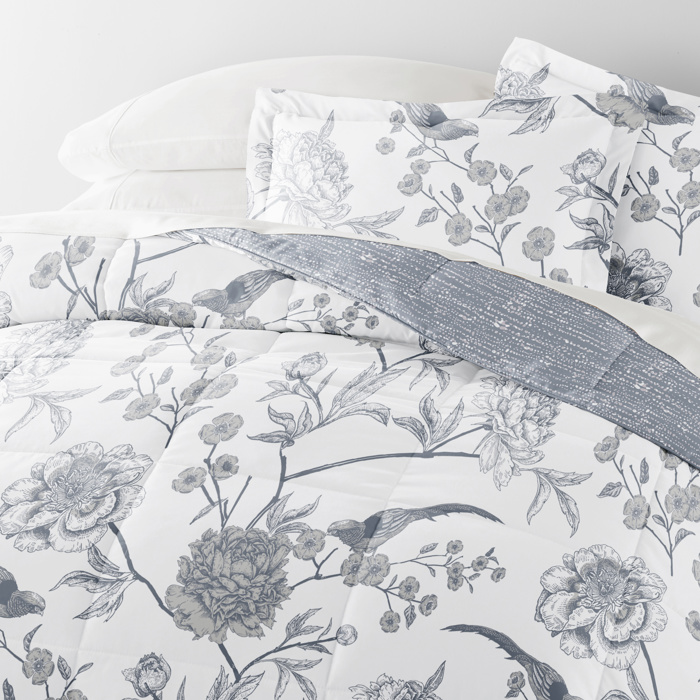 Bedding Bundle, Patterned Microfiber Comforter Set and Solid Sheet Set
