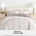 California King Blooming Floral Natural / Latte Bedding Bundle, Reversible Microfiber Comforter Set and Patterned Sheet Set