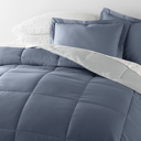 Full/Double Painted Meadow Stone / Light Gray Bedding Bundle, Reversible Microfiber Comforter Set and Patterned Sheet Set