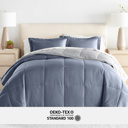King Painted Meadow Stone / Light Gray Bedding Bundle, Reversible Microfiber Comforter Set and Patterned Sheet Set