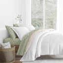California King Floral Dream White / Ivory Bedding Bundle, Reversible Microfiber Comforter Set and Patterned Sheet Set