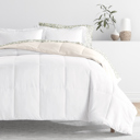 Full/Double Floral Dream White / Ivory Bedding Bundle, Reversible Microfiber Comforter Set and Patterned Sheet Set
