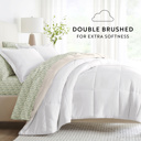 King Floral Dream White / Ivory Bedding Bundle, Reversible Microfiber Comforter Set and Patterned Sheet Set