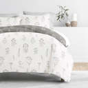  Bedding Bundle, Patterned Duvet Cover Set, White Comforter and Solid Sheet Set