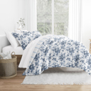 Twin XL Cabbage Rose Stripe Stone Comforter Sets Down-Alternative Ultra Soft Bedding - Reversible Patterns