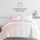 Twin XL Pressed Flowers Pink Comforter Sets Down-Alternative Ultra Soft Bedding - Reversible Patterns