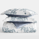 King Bamboo Leaves Blue Stone Comforter Sets Down-Alternative Ultra Soft Bedding - Pattern/Solid Reversible