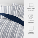 Twin XL Farmhouse Dreams Navy Comforter Sets Down-Alternative Ultra Soft Bedding - Pattern/Solid Reversible
