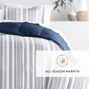 Twin XL Farmhouse Dreams Navy Comforter Sets Down-Alternative Ultra Soft Bedding - Pattern/Solid Reversible