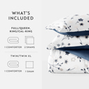 Queen Forget Me Not Navy Comforter Sets Down-Alternative Ultra Soft Bedding - Pattern/Solid Reversible