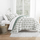 Twin XL Folk Leaves Eucalyptus Comforter Sets Down-Alternative Ultra Soft Bedding - Pattern/Solid Reversible