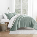 Twin XL Folk Leaves Eucalyptus Comforter Sets Down-Alternative Ultra Soft Bedding - Pattern/Solid Reversible